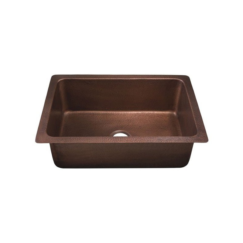 Dakota Sinks DSE-HC2318 Signature Elements Series 22 3/4 Inch Handmade Copper Single Bowl Undermount Kitchen Sink – Hammered Copper