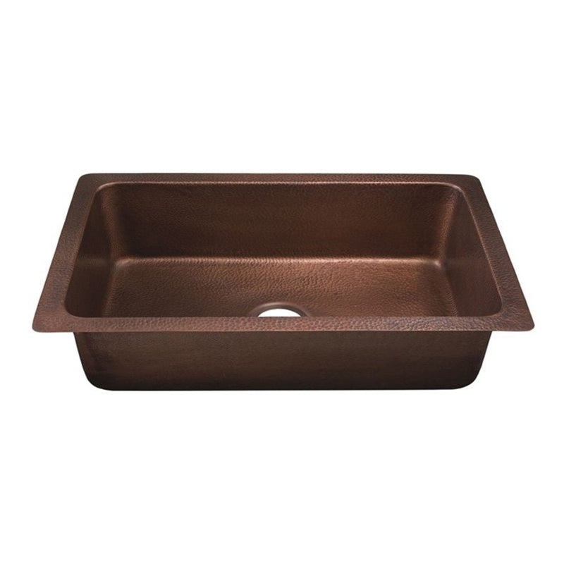 Dakota Sinks DSE-HC3218 Signature Elements Series 31 7/8 Inch Handmade Copper Single Bowl Undermount Kitchen Sink – Hammered Copper