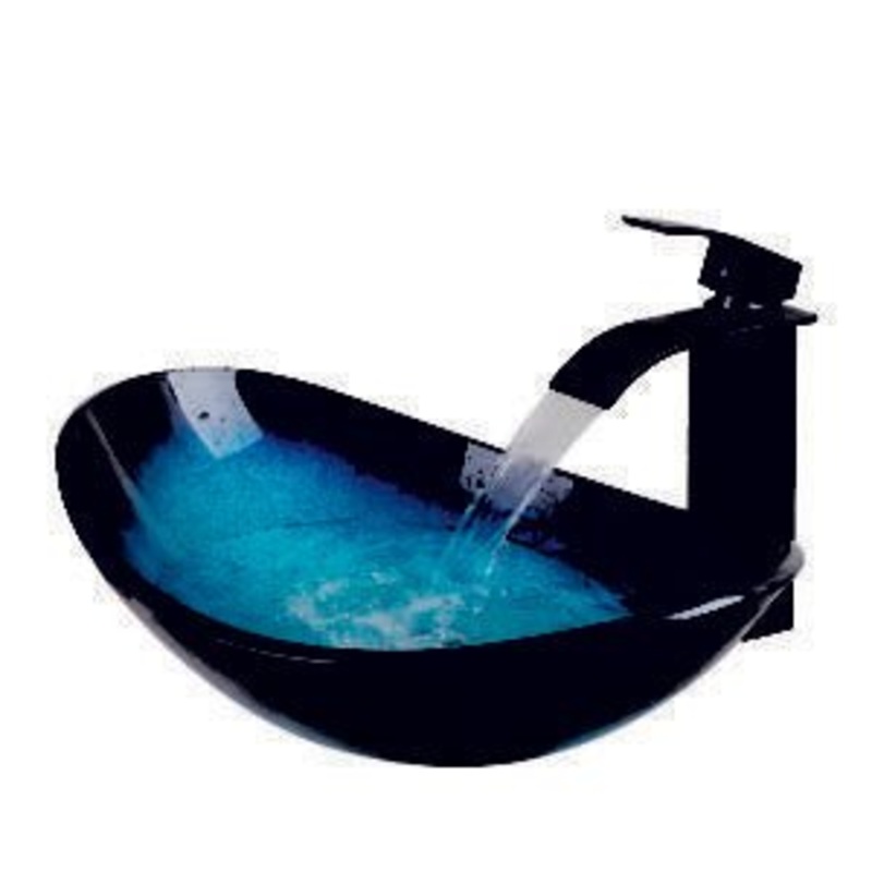 Dakota Sinks DSE-TGV01 Signature Elements Series 21 5/8 Inch Tempered Glass Single Bowl Oval Bathroom Vessel Sink