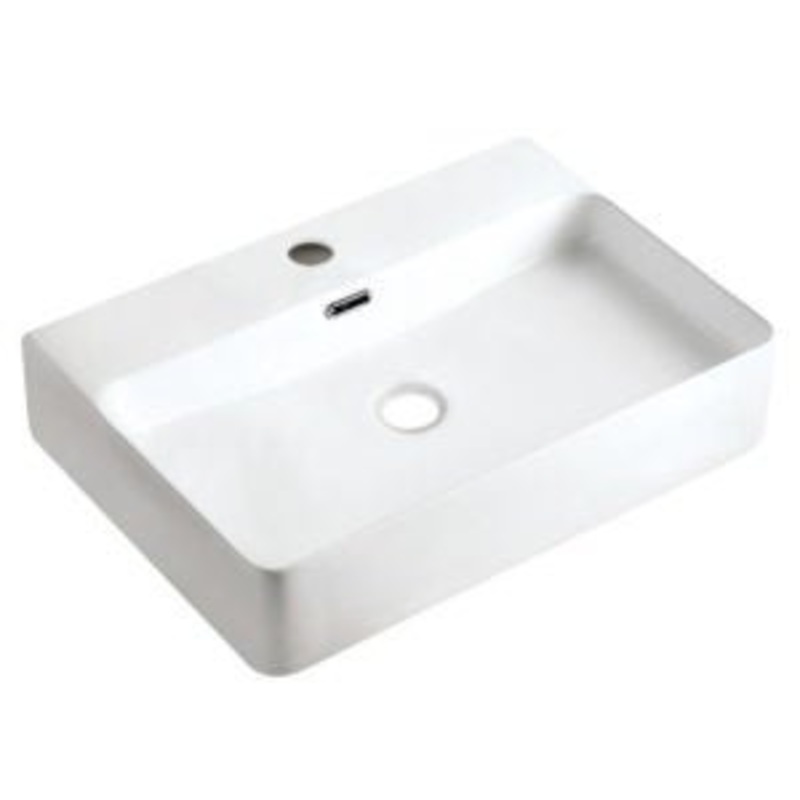 Dakota Sinks DSE-VCTM00W Signature Elements Series 23 5/8 Inch Vitreous China Top Mount Single Bowl White Rectangle Bathroom Vessel Sink