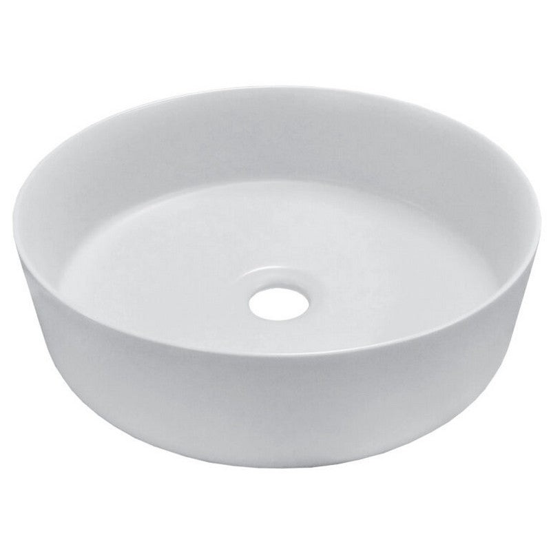 Dakota Sinks DSE-VCV01W Signature Elements Series 15 1/8 Inch Vitreous China Single Bowl Round Bathroom Vessel Sink, White