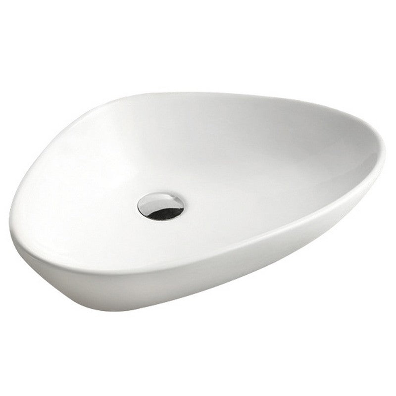 Dakota Sinks DSE-VCV02W Signature Elements Series 23 Inch Vitreous China Single Bowl Triangle Bathroom Vessel Sink, White