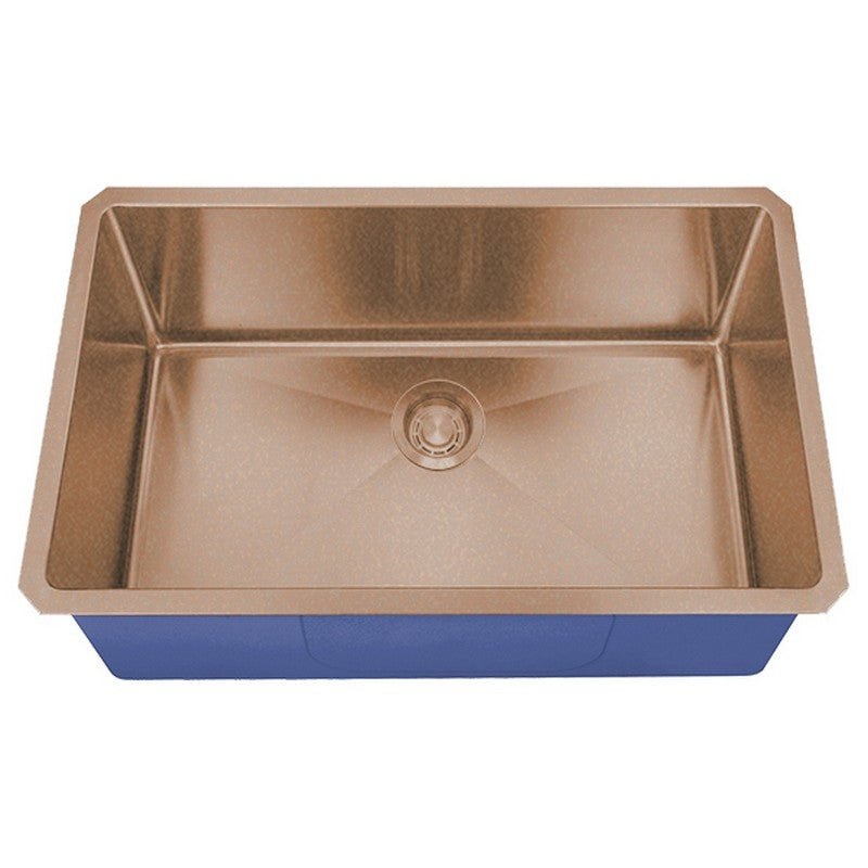 Dakota Sinks DSM-3018 Signature M-Series 30 Inch Micro Radius Single D-Bowl Undermount Kitchen Sink with Bottom Grid
