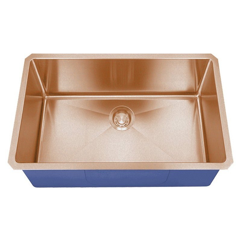 Dakota Sinks DSM-3218 Signature M-Series 32 Inch Micro Radius Single D-Bowl Undermount Kitchen Sink with Bottom Grid