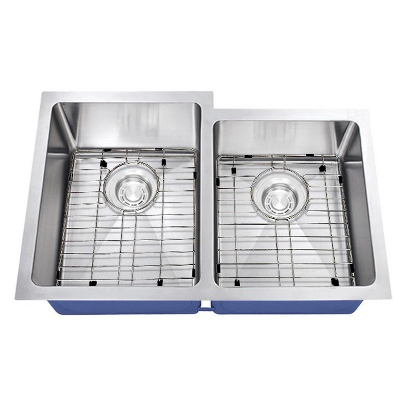 Dakota Sinks DSM-6040-1 Signature M-Series 30 3/4 Inch Micro Radius 60/40 Offset Double Bowl Undermount Kitchen Sink with Bottom Grid
