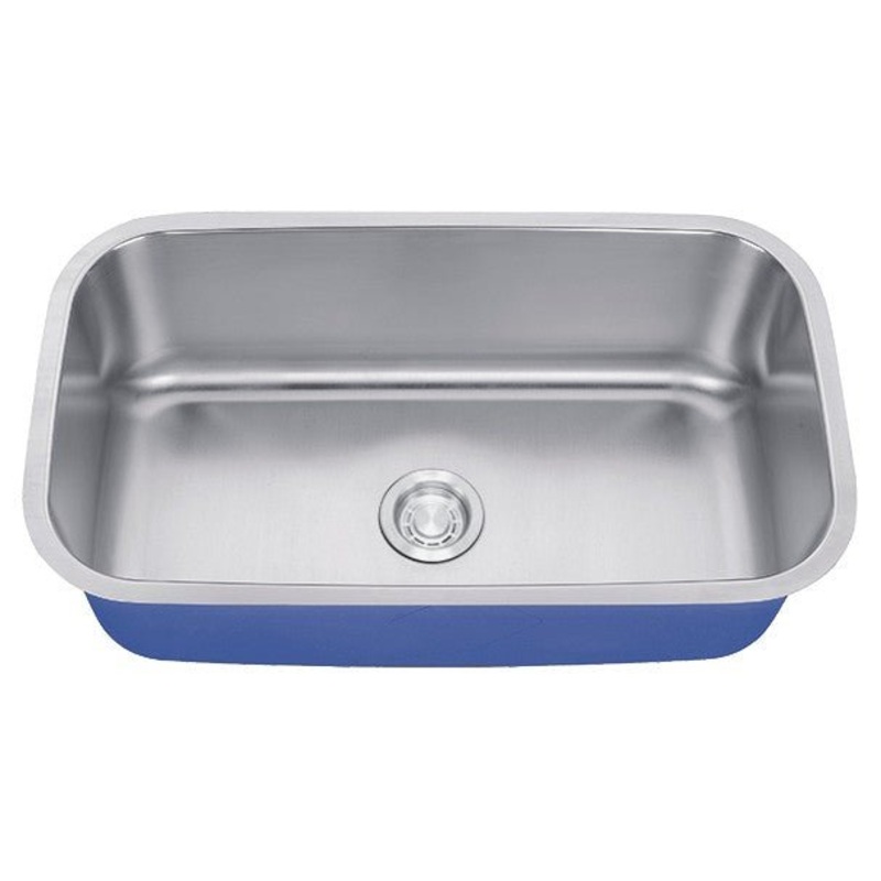 Dakota Sinks DSR-3018 Signature R-Series 30 Inch Standard Radius D-Single Bowl Undermount Stainless Steel Kitchen Sink with Bottom Grid – Satin Brushed Nickel