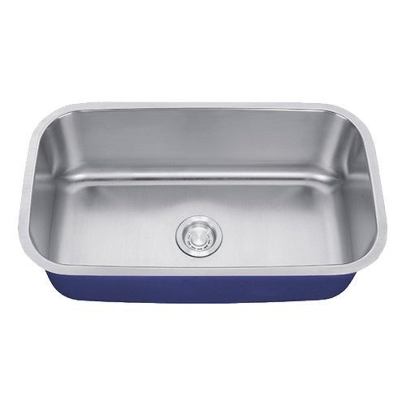 Dakota Sinks DSR-3218 Signature R-Series 31 1/2 Inch Standard Radius Single Bowl Undermount Stainless Steel Kitchen Sink with Bottom Grid – Satin Brushed Nickel