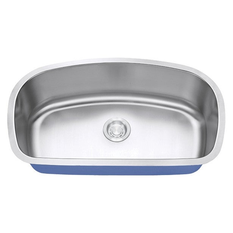 Dakota Sinks DSR-3319 Signature R-Series 32 1/2 Inch Standard Radius Single D-Bowl Undermount Stainless Steel Kitchen Sink with Bottom Grid – Satin Brushed Nickel