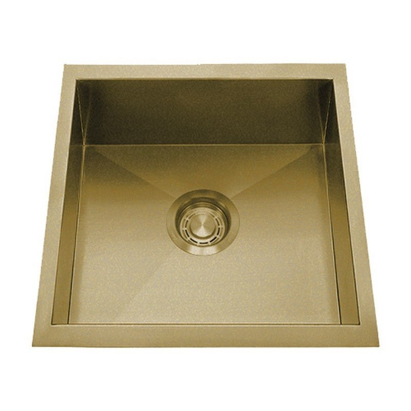 Dakota Sinks DSZ-1616 Signature Z-Series 16 Inch Zero Radius Single Bowl Undermount Stainless Steel Bar Sink with Bottom Grid