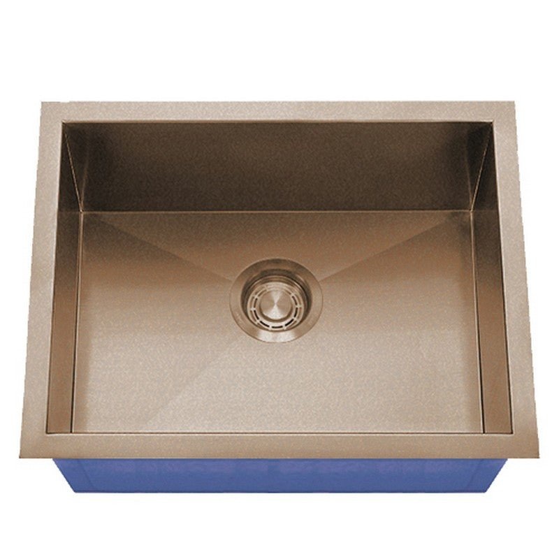 Dakota Sinks DSZ-1915 Signature Z-Series 19 Inch Zero Radius Single Bowl Undermount Stainless Steel Bar Sink with Bottom Grid