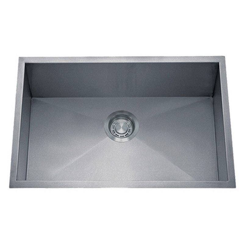 Dakota Sinks DSZ-2718 Signature Z-Series 27 Inch Zero Radius Single Bowl Undermount Stainless Steel Kitchen Sink with Bottom Grid