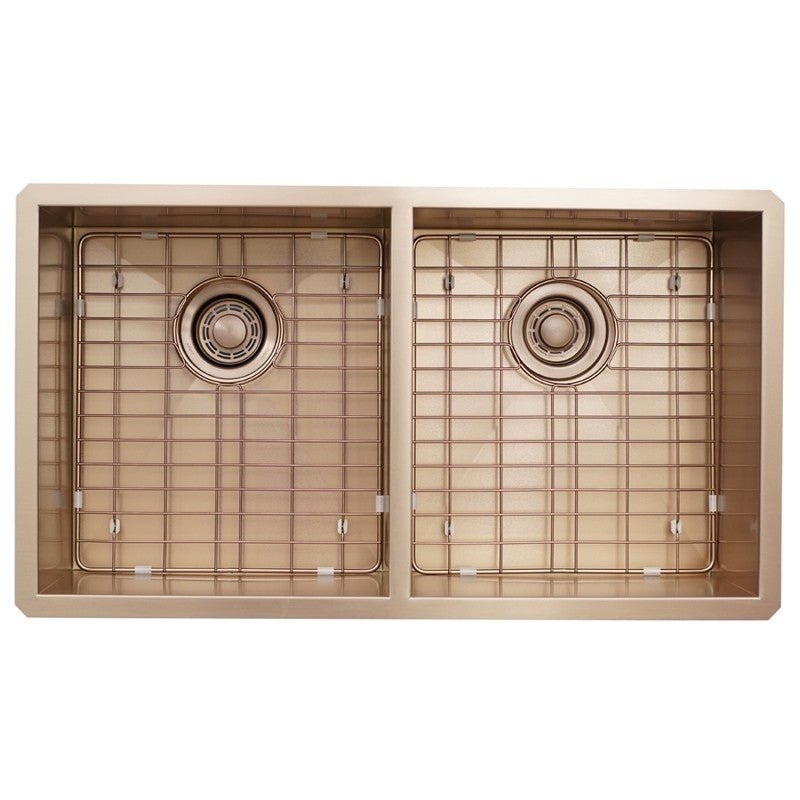 Dakota Sinks DSZ-5050 Signature Z-Series 32 Inch Zero Radius 50/50 Double Bowl Undermount Stainless Steel Kitchen Sink with Bottom Grid