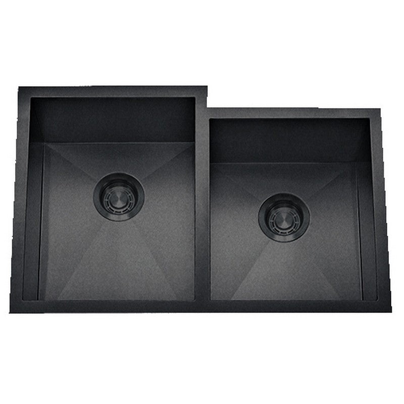 Dakota Sinks DSZ-6040-1 Signature Z-Series 30 3/4 Inch Zero Radius 60/40 Offset Double Bowl Undermount Stainless Steel Kitchen Sink with Bottom Grid