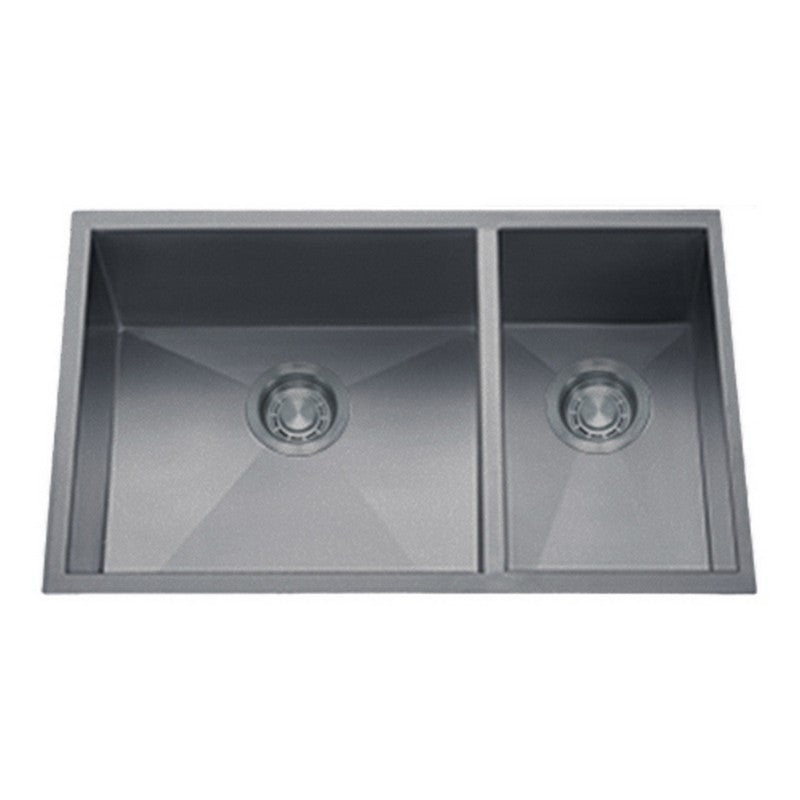 Dakota Sinks DSZ-7030 Signature Z-Series 32 Inch Zero Radius 70/30 Double Bowl Undermount Stainless Steel Kitchen Sink with Bottom Grid