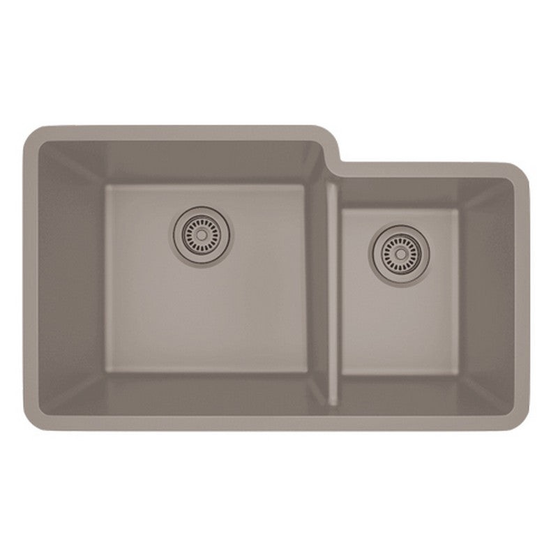 Dakota Sinks GSE-QC6040LD-BE Builders Elements Series 32 Inch Quartz Composite 60/40 Low Divide Double Bowl Undermount Kitchen Sink