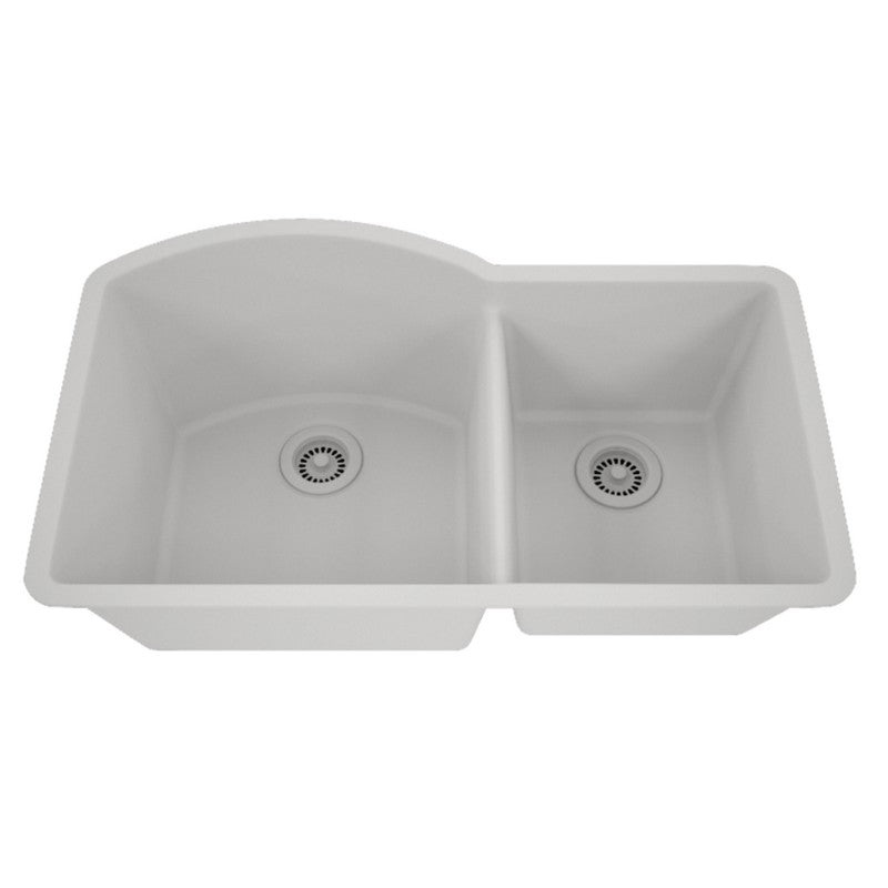 Dakota Sinks GSE-QC7030LD-BE Builders Elements Series 32 Inch Quartz Composite 70/30 Low Divide Double Bowl Undermount Kitchen Sink