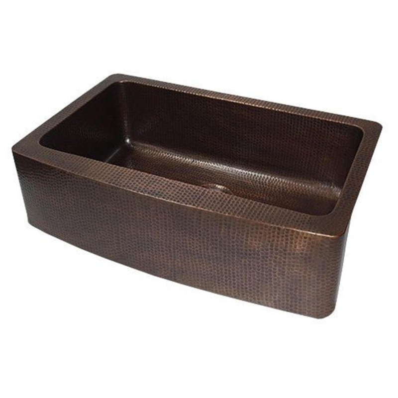 Dakota Sinks DSE-HCA3320 Signature Elements Series 32 7/8 Inch Handmade Copper Single Bowl Apron Front Kitchen Sink – Hammered Copper
