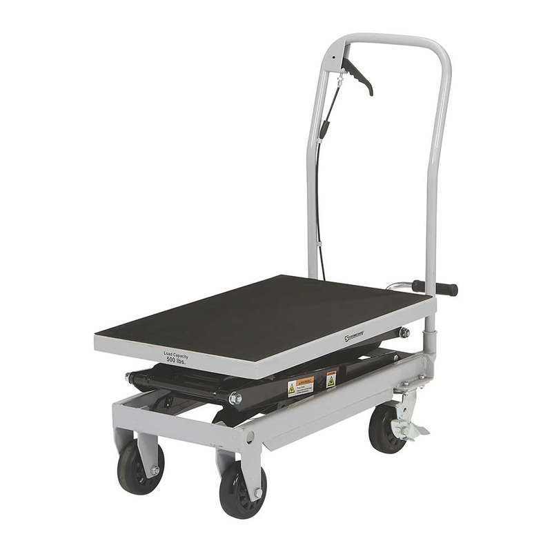 Strongway 2-Speed Hydraulic Rapid XT Lift Table Cart | 500-Lb. Capacity | 50-3/4-In. Lift Height