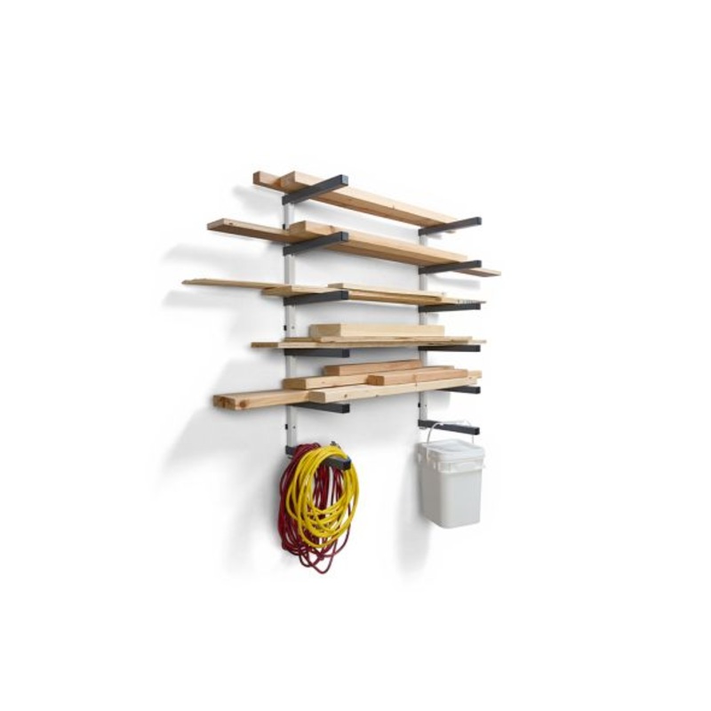 6-Level Lumber Storage Rack  White and Gray