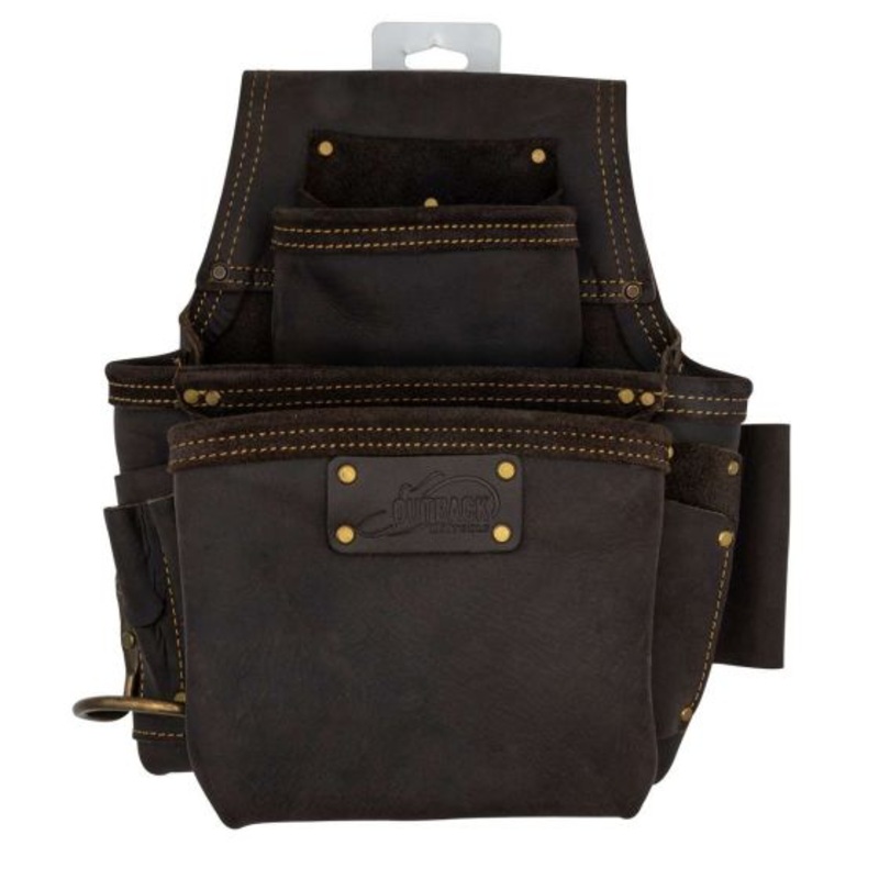 OX Pro Oil Tanned Leather Fastener Pouch with Left Handed Hammer Holder