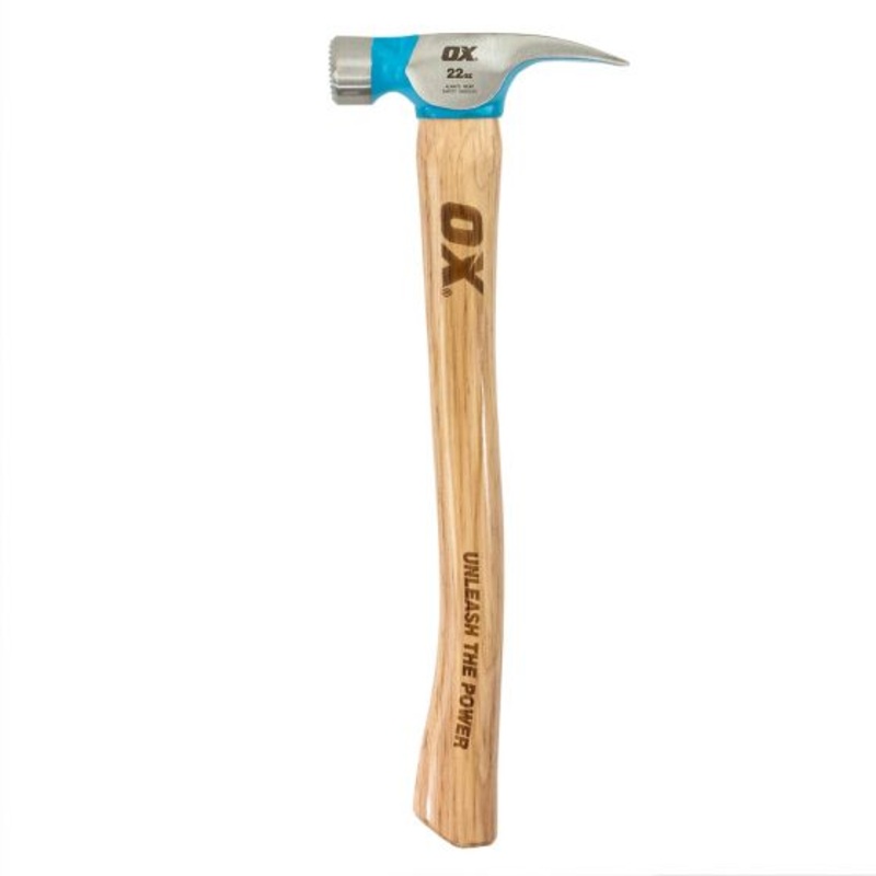 OX Pro 22-Ounce Milled Face Framing Hammer | Curved Hickory Handle
