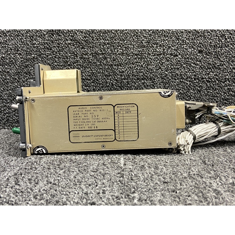 1852-1 (Alt: 6608406-1) Avtech Corp Pilot Audio Control Panel (28V)