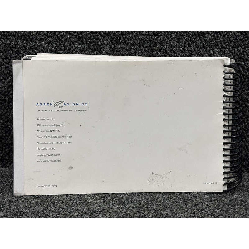 091-00005-001 Aspen Avionics EFD1000 PFD Pilots Guide