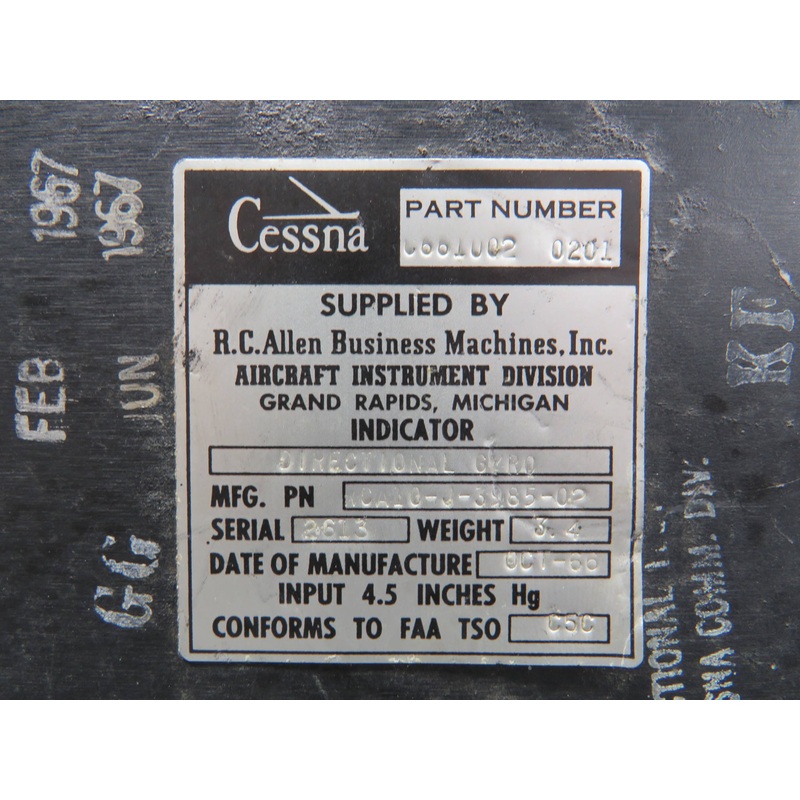 RCA10-J-3985-02 (Alt:C661002-0201) RC Allen Directional Gyro Indicator