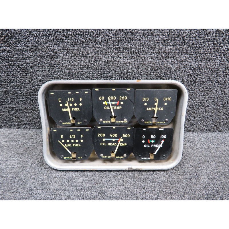 35-324260-5 Beech J35 Rochester Instrument Cluster Assembly (Broken Glass)