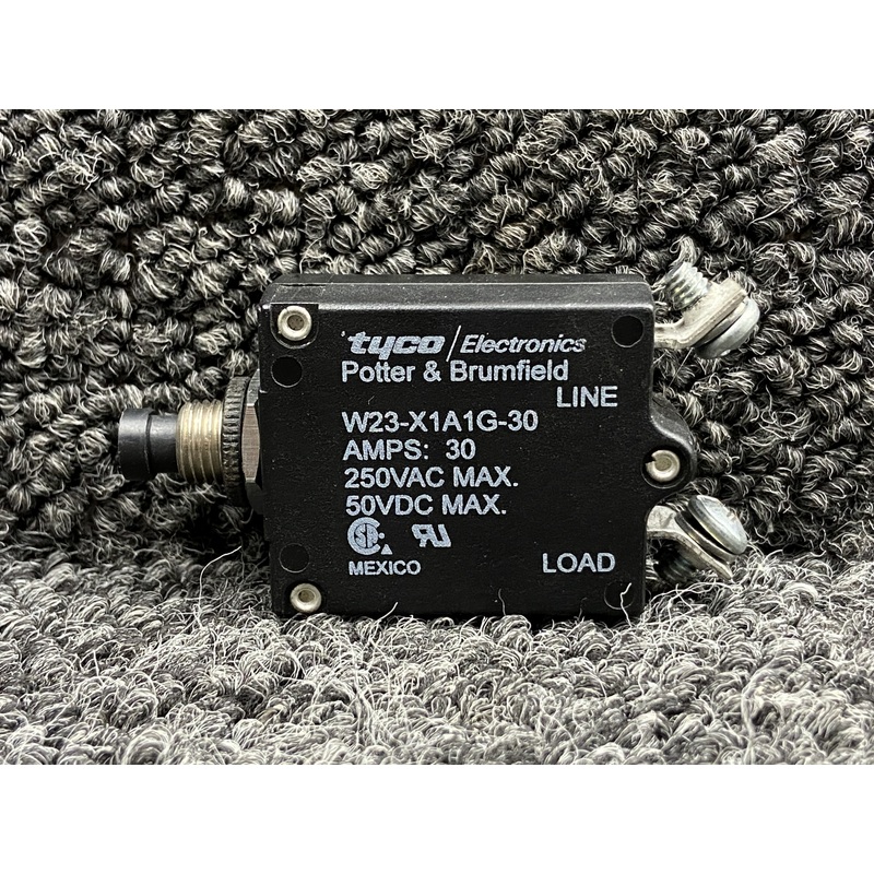 W23-X1A1G-30 Tyco Electronics Push to Reset Circuit Breaker (30A)