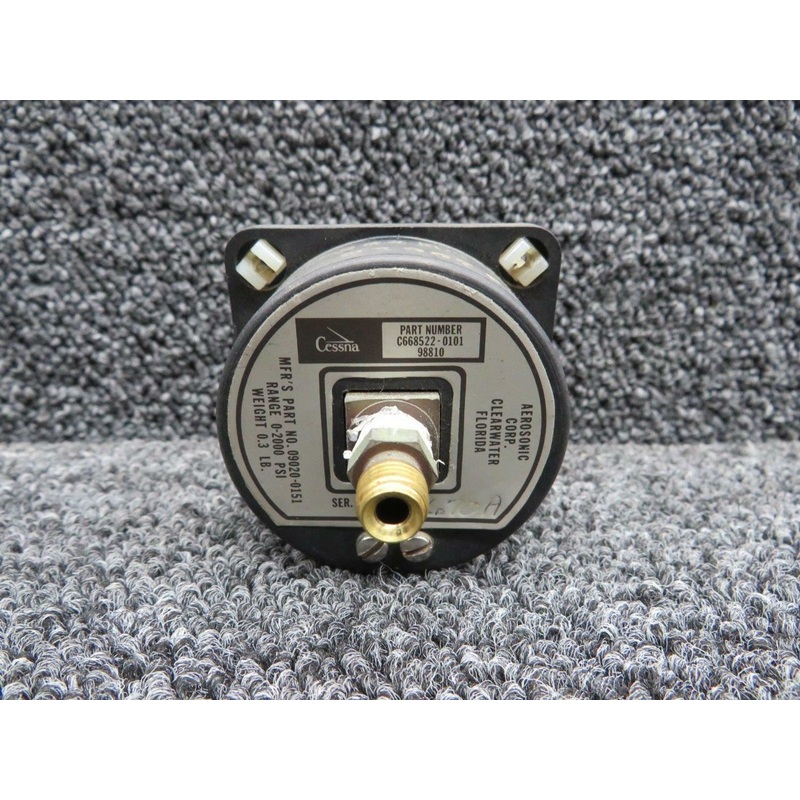 C668522-0101 (ALT: 98810) Cessna 402C Aerosonic Oxygen Cylinder Pressure Gauge