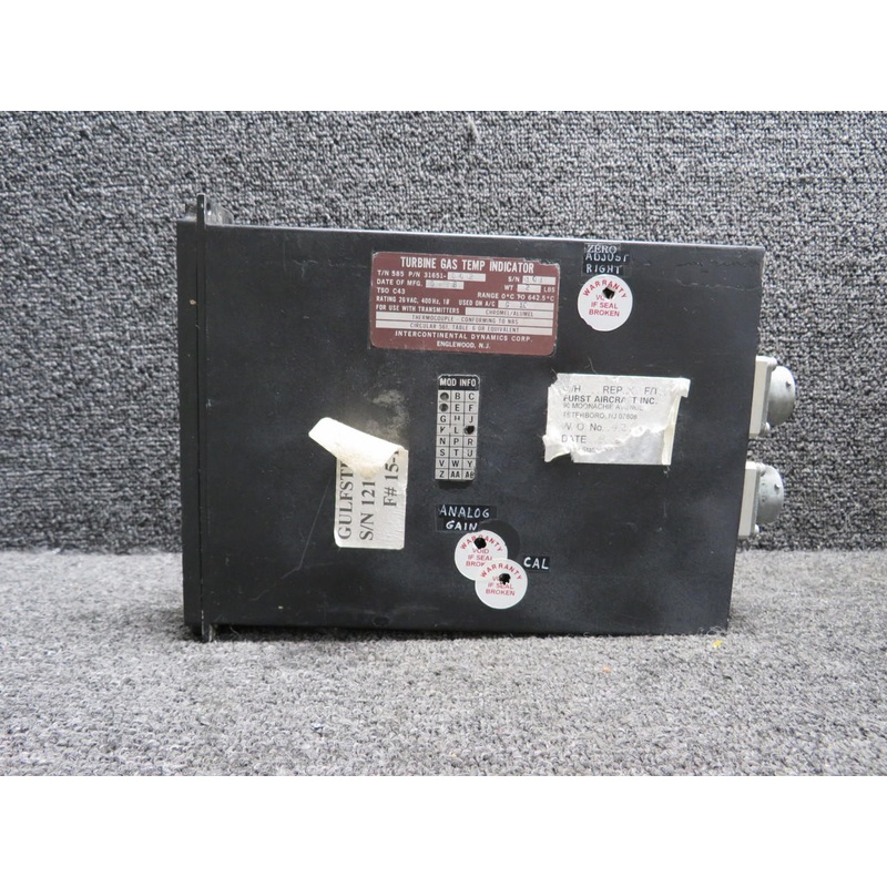 585-31651-002 Intercontinental Turbine Gas Indicator with Mods (Worn Face)