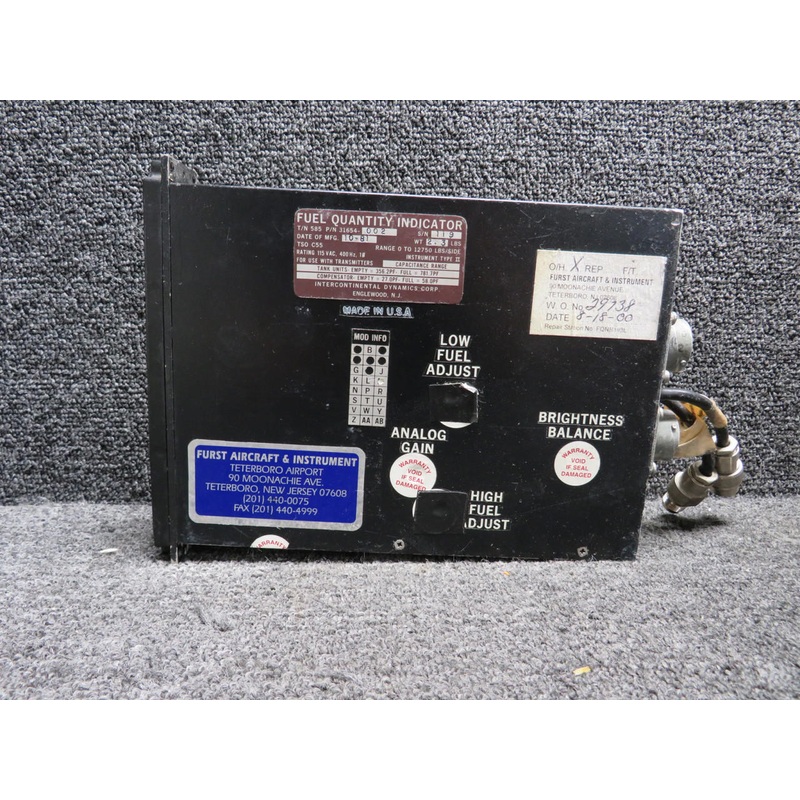 585-31654-002 Intercontinental Fuel Quantity Indicator with Mods (Worn Face)