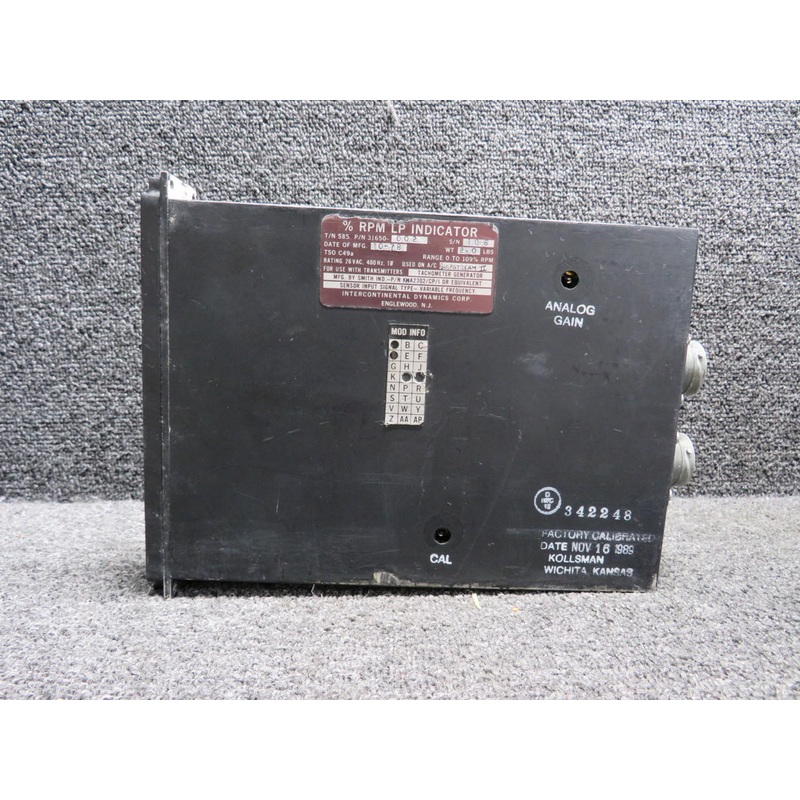 585-31650-002 Intercontinental Percent RPM LP Indicator with Mods (Cracked Face)