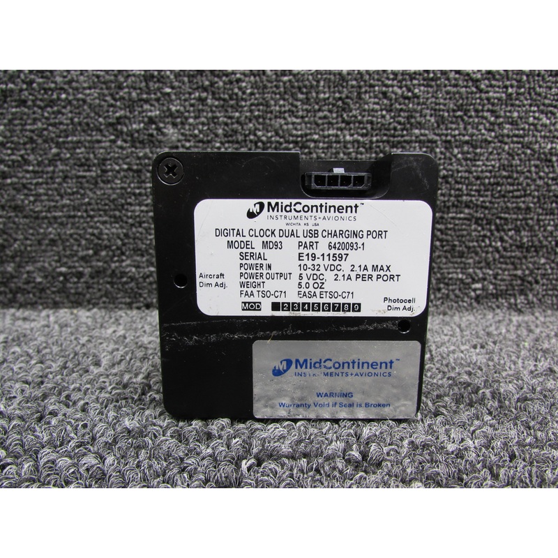 6420093-1 Mid-Continent MD93 Digital Clock with Modifications (Power In: 10-32V)