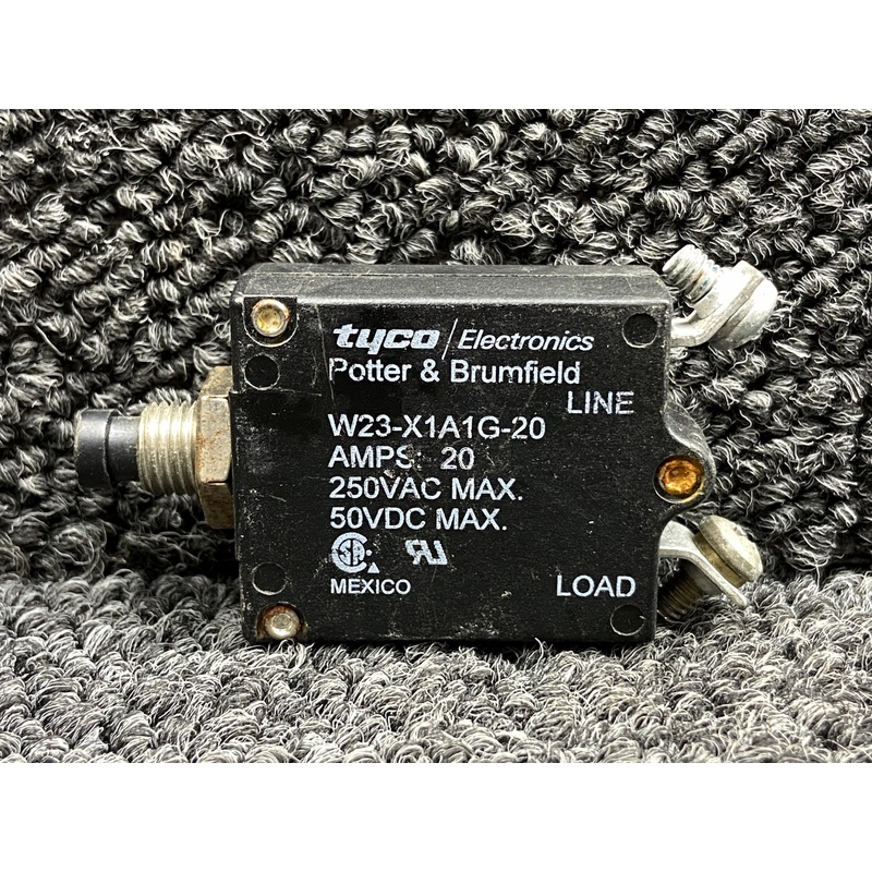 W23-X1A1G-20 Potter & Brumfield Push to Reset Circuit Breaker (20 Amps)