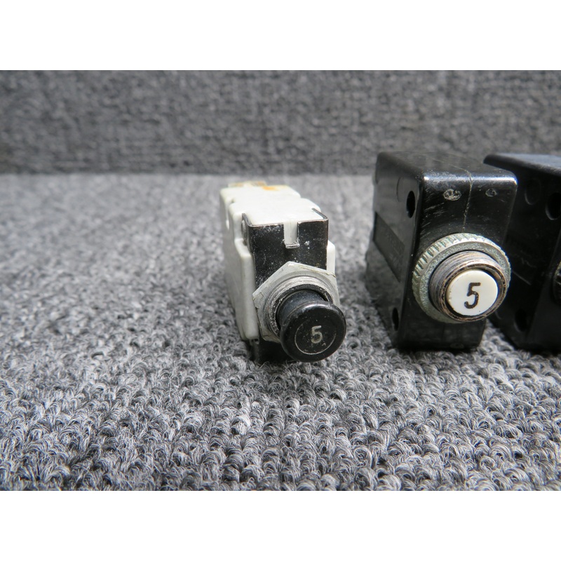W58X-1008-5, W58XC4C12A-5, S-1360-10 Push Circuit Breaker Set of 4 (Amps: 5, 10)