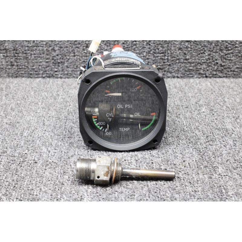 18C452-1 (Alt: C662019-0101RX) AID, RCA Tri-Engine Gauge w Probe (Lighted, 28V)