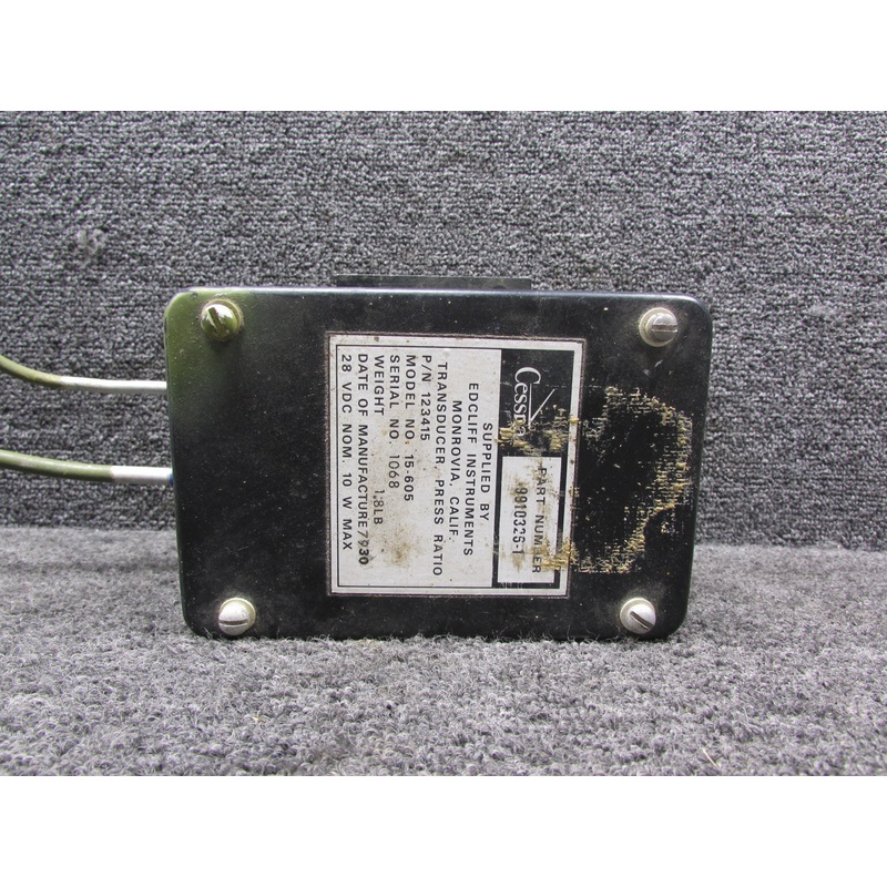 123415 (Alt: 9910326-1) Edcliff Instruments Press Ratio Transducer with Tubes