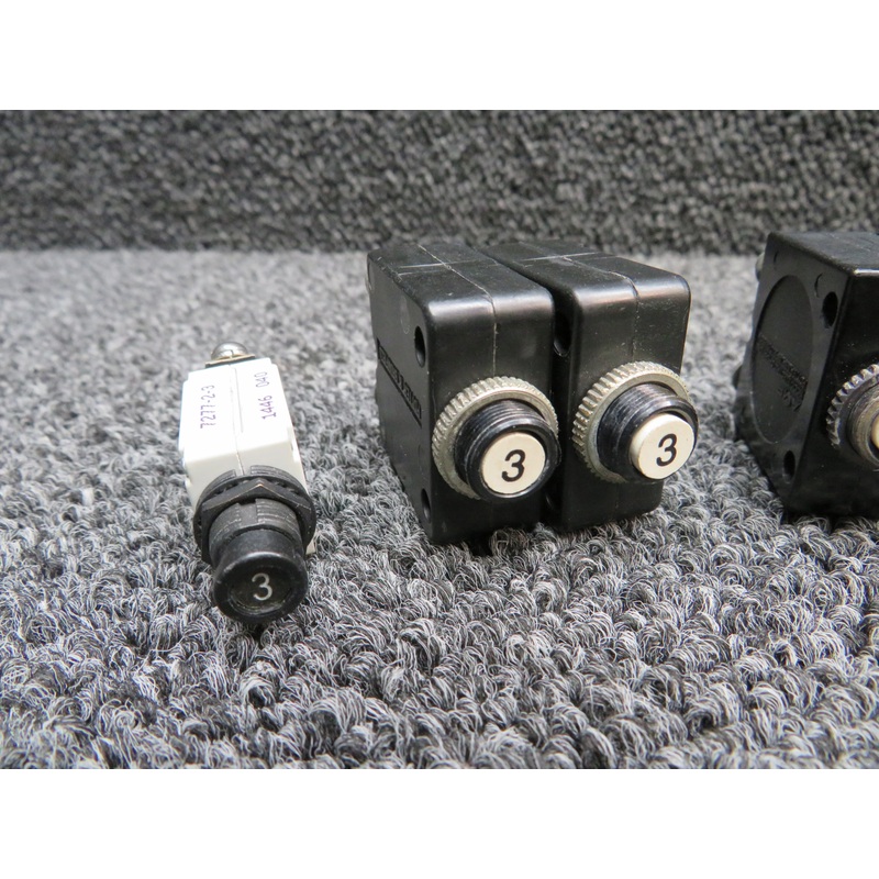 7277-2-3, S-1360-5L Wood, Klixon, Mechanical Prod, Push Breaker Switch Set of 17