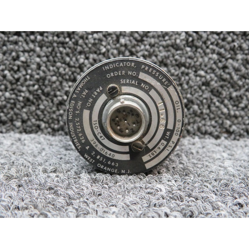 396-01640 Thomas Edison Oil Pressure Indicator (PSI: 0-100)