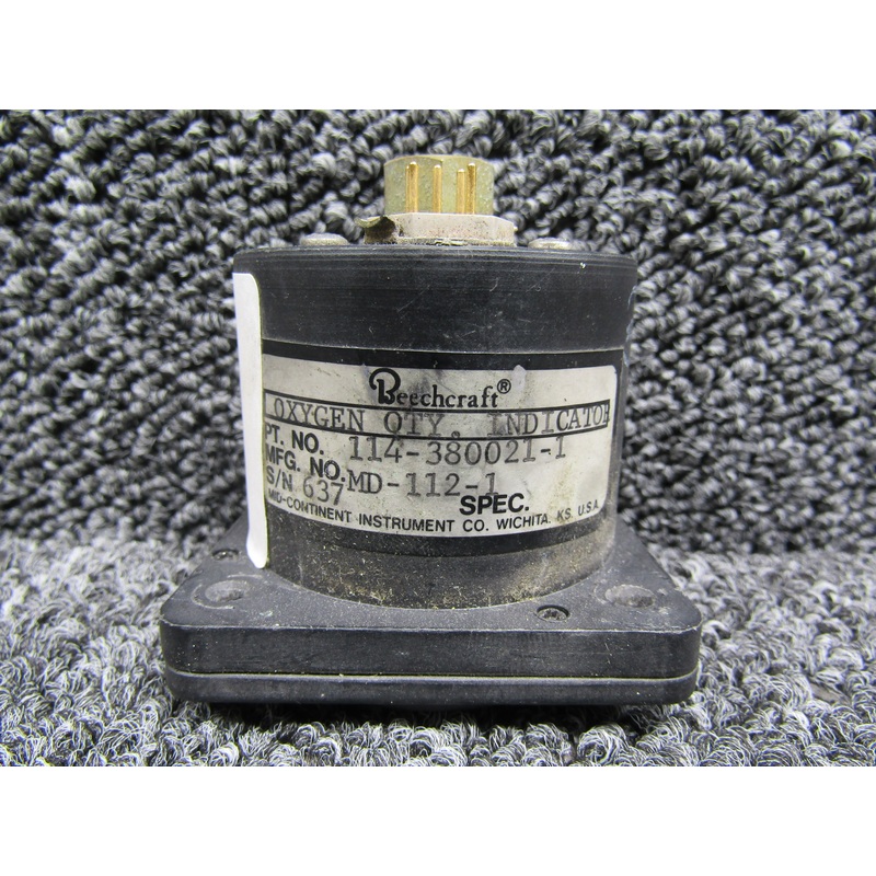 MD-112-1 (Alt: 114-380021-1) Mid-Continent Oxygen Qty Indicator (Black)