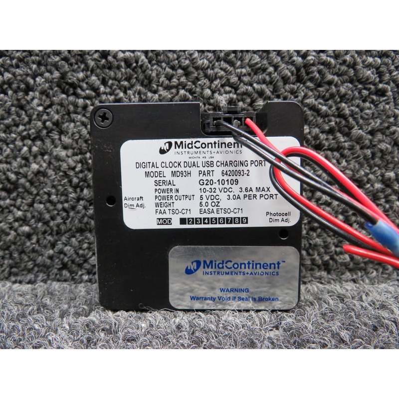 6420093-2 Mid-Continent MD93H Digital Clock Dual, USB Charging Port (10-32V)