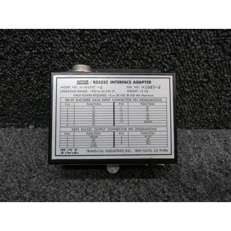 IA-RS232C-2 Trans-Cal Altitude Encoder-Interface Adapter (Volts: 14 or 28)
