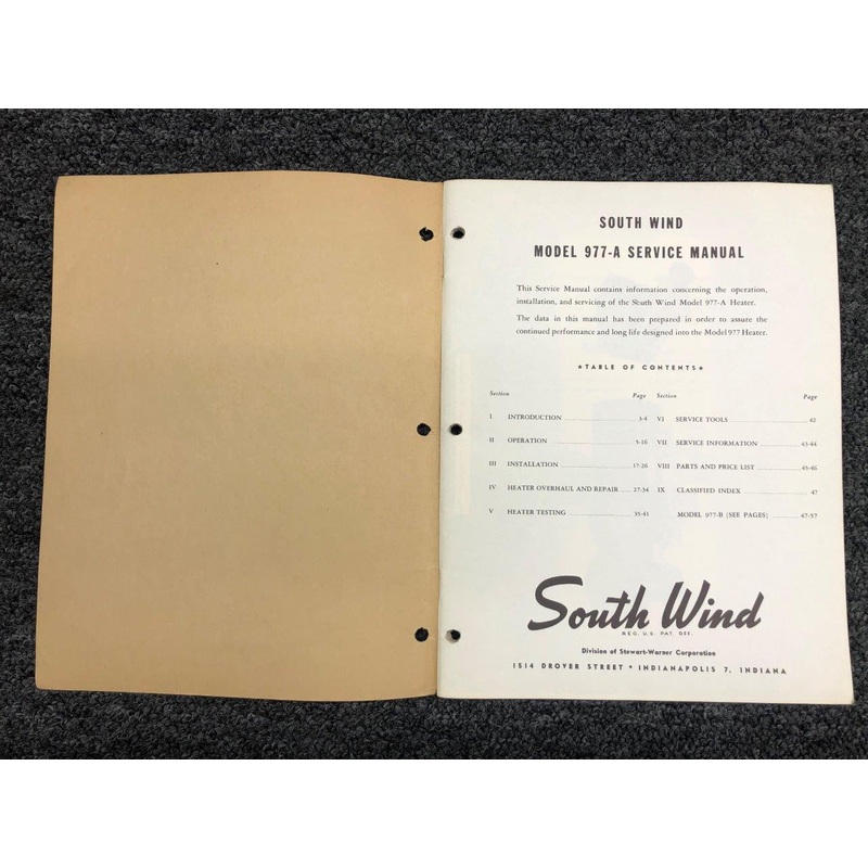 IND-513 South Wind / Warner 977-A & 977-B Heater Service Manual