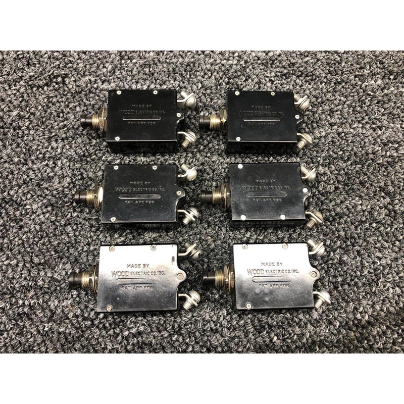 109-205-104, 109-507-104 Wood Electric Push Circuit Breaker Set of 11