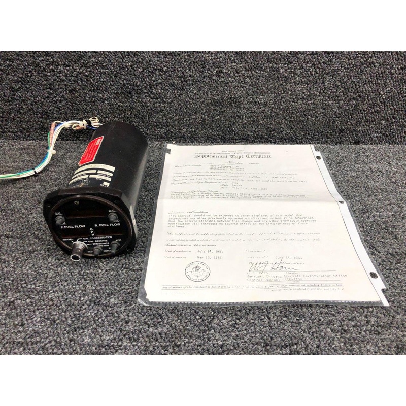 910532P Shadin Dual Fuel Flow Indicator with STC Paperwork (Volts: 14-28)