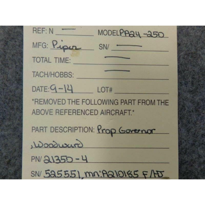 21350-4 Lycoming O-540 Woodward Propeller Governor A210185