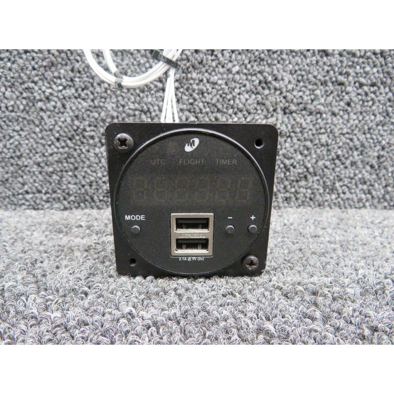 6420093-1 Cessna 402C Mid Continent Inst. MD93 Digital Clock Dual USB Charging Port (10-32V)
